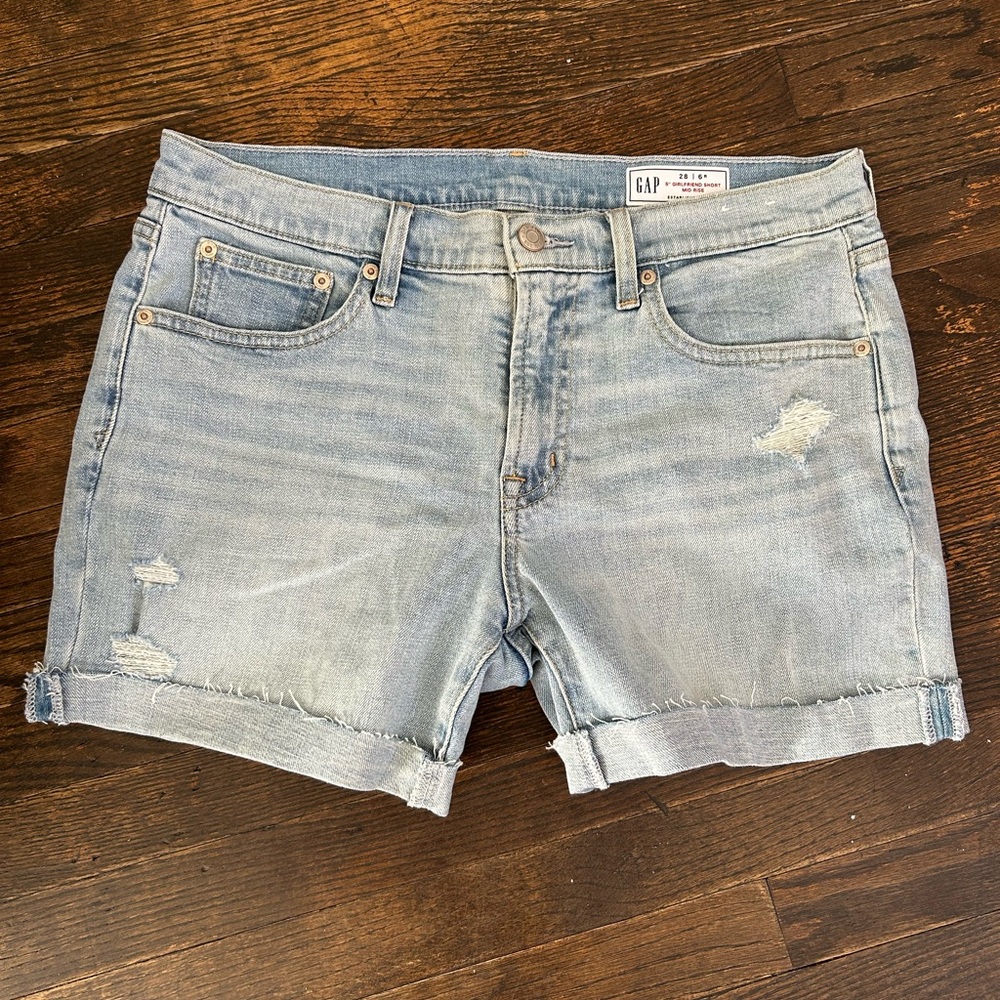 GAP Women's Distressed Light Blue Jean Shorts